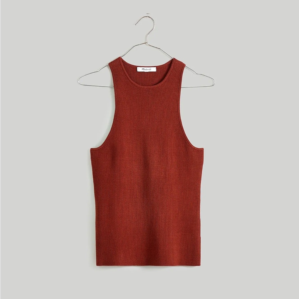 Madewell The Signature Knit Cutaway Sweater Tank in Stained Mahogany